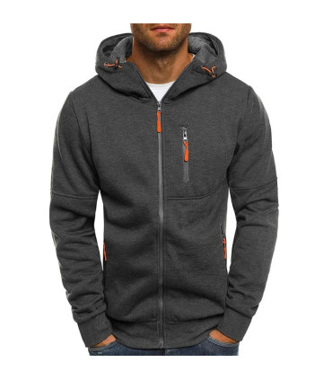 Sweats à capuche à manches longues pour hommes, sweat-shirt à fermeture éclair, vêtements sport