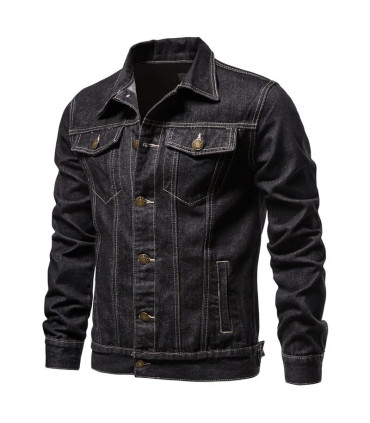 2025 automne Hommes solide Denim vestes mode moto Vintage jean vestes Hommes coupe ajustée coto