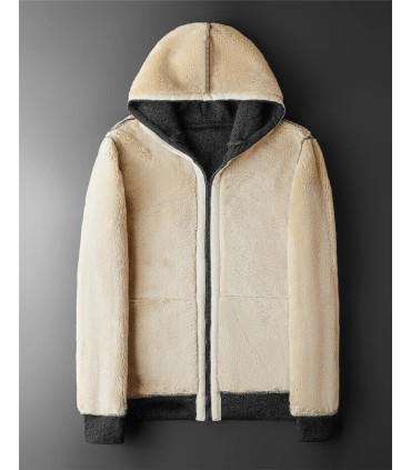 Veste à capuche en laine d\'agneau pour homme et femme, manteau chaud, manches longues, sweats à