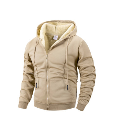 Veste d\'hiver à fermeture éclair pour hommes, polaire chaude, coupe-vent, sweat à capuche, Card