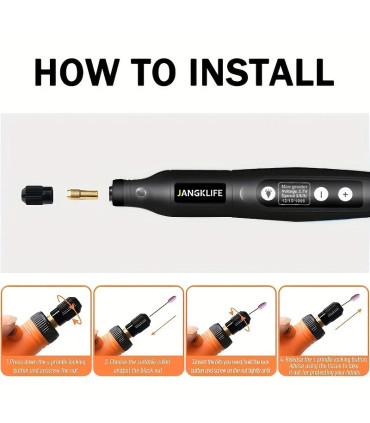 [Orange-24ps] JANGKLIFE USB Kit d\'outils rotatifs sans fil stylo de gravure sur bois bricolage 