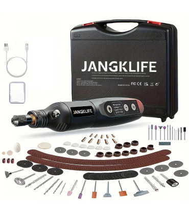 [Green-115pcs] JANGKLIFE USB Kit d\'outils rotatifs sans fil stylo de gravure sur bois bricolage