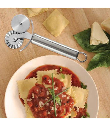 [Silver C] Couteau à pizza en acier inoxydable, outils à gâteaux, ciseaux à roues, gadgets de c