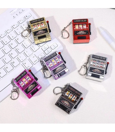 [Red] Mini machine à sous de jeu avec porte-clés, gadget anti-stress, porte-clés de jeu amusant