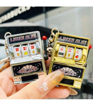 [Red] Mini machine à sous de jeu avec porte-clés, gadget anti-stress, porte-clés de jeu amusant