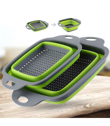 [Large Green] Mir de lavage de légumes pliable, filtre à fruits, passoire portable, nettoyeur d