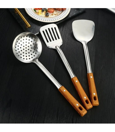 [Rice spoon] Ensemble de spatule de cuisine en acier inoxydable, manche brûlant, cuillère, pass