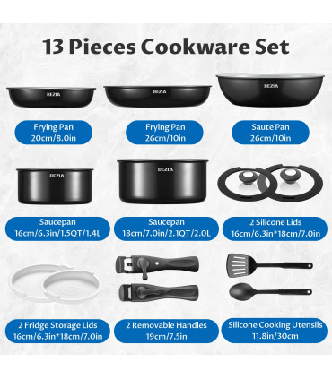 [Black 13-Piece GERMANY] Batterie de cuisine à induction avec revêtement céramique sain, casser