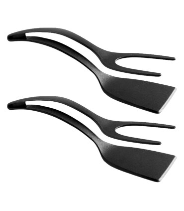 [Black 2pcs CHINA] Spatule à crêpes antiarina, tourneurs frits, pince à œufs, cuisine, steak, p