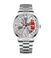 AKIMANIA.SITE - [Silver Red] Montres de roue de voiture en acier inoxydable pour hommes, montre-bracelet à quar