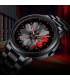 [Black Red] Montres de roue de voiture en acier inoxydable pour hommes, montre-bracelet à quart
