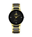 AKIMANIA.SITE - Reloj de cuarzo de acero para hombres, esfera negra, oferta especial.