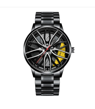[Black B] Montres de voiture pour hommes, montre-bracelet à Quartz étanche en acier inoxydable,
