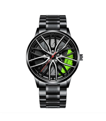 [Black C] Montres de voiture pour hommes, montre-bracelet à Quartz étanche en acier inoxydable,