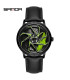 [Leather Black Green] SANDA-Montre de sport étanche en acier inoxydable pour homme, jante de vo