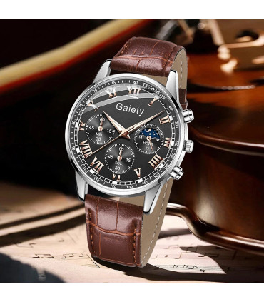 [Café] Ensemble de montres pour hommes d\'affaires, 2 pièces, tendance, rétro, polyvalent, à Qua