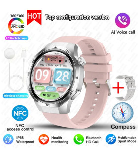 [GPS NFC Watch GT5Pro Silver pink] Nouveau pour Huawei montre GT5 Pro montre intelligente HD AM