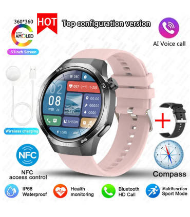 [GPS NFC Watch GT5Pro Black pink] Nouveau pour Huawei montre GT5 Pro montre intelligente HD AMO